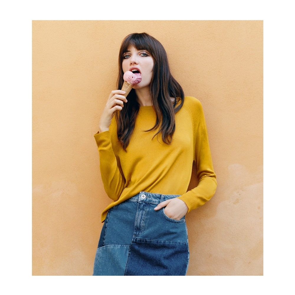 ▪︎Zara▪︎Basic Mustard Knit Sweater - Picture 1 of 7